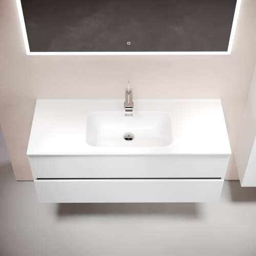 Тумба под раковину Sancos Urban UR120-1W 119х45х55 подвесная цвет белый - фото 5